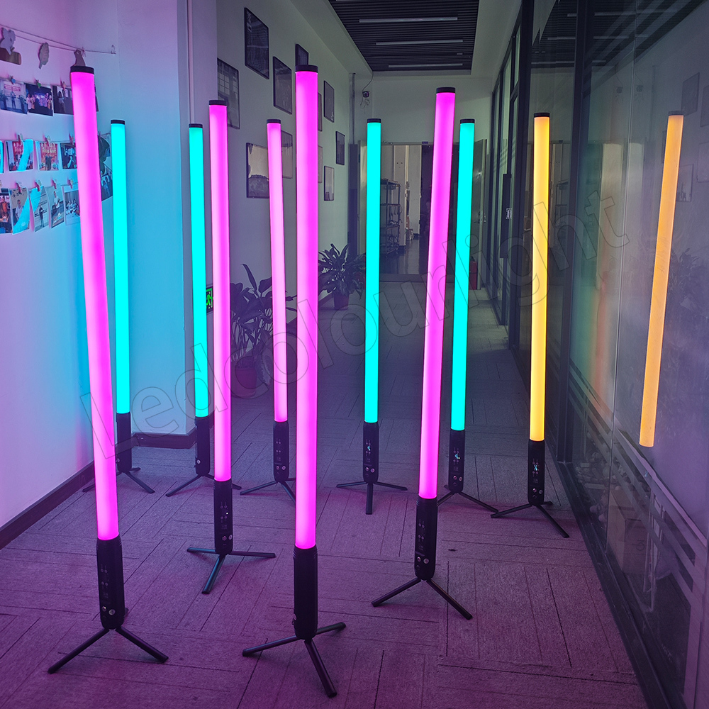 DMX Remote Control Wireless Battery 360 Degree LED Tubes DJ Stage Light ...